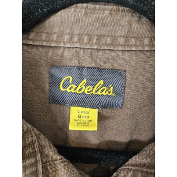 Cabelas Mens Heavy Long Sleeve Shirt Size L Brown Cargo Outdoor Gear - Picture 2 of 7